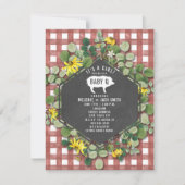 Red Gingham Wildflower Baby Q Baby shower Kaart (Voorkant)