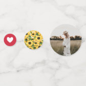 Red Gingham & Zonnebloemen Baby-Q Douche Confetti (Achterkanten)