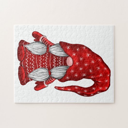 Red Girl Gnome Jigzaag Puzzle Legpuzzel (Horizontaal)