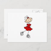 Red Girl Ice Skater T-shirts en cadeautjes Briefkaart (Voorkant / Achterkant)