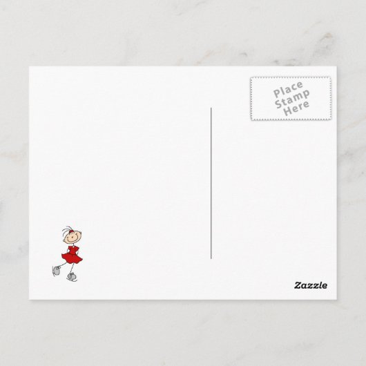 Red Girl Ice Skater T-shirts en cadeautjes Briefkaart (Achterkant)