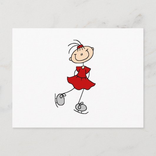 Red Girl Ice Skater T-shirts en cadeautjes Briefkaart (Voorkant)