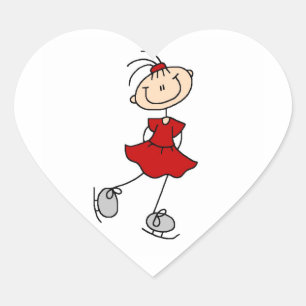 Red Girl Ice Skater T-shirts en cadeautjes Hart Sticker