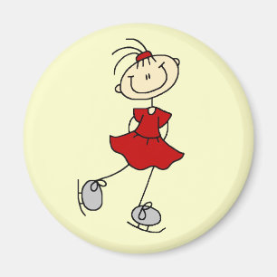 Red Girl Ice Skater T-shirts en cadeautjes Magneet