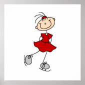 Red Girl Ice Skater T-shirts en cadeautjes Poster (Voorkant)