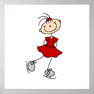 Red Girl Ice Skater T-shirts en cadeautjes Poster