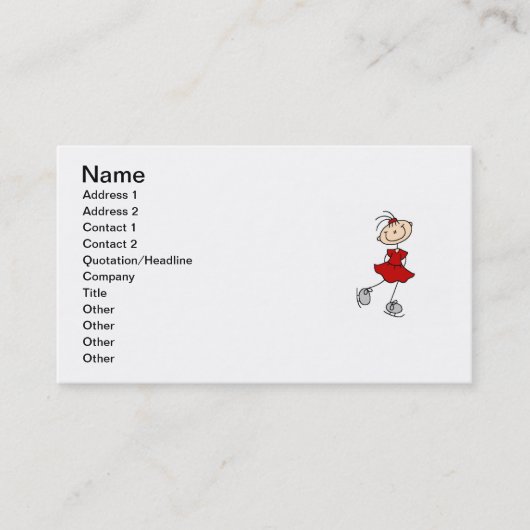 Red Girl Ice Skater T-shirts en cadeautjes Visitekaartje (Voorkant)