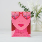 Red Girl Model Face Heart Sunbril Love Name Feestdagenkaart (Staand voorkant)