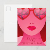 Red Girl Model Face Heart Sunbril Love Name Feestdagenkaart (Voorkant / Achterkant)