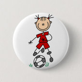 Red Girl Soccer Player Button (Voorkant)