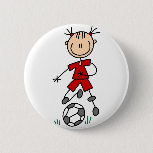 Red Girl Soccer Player Button (Voorkant)
