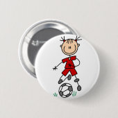 Red Girl Soccer Player Button (Voorkant /achterkant)