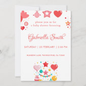 Red Girl Stars Sprinkle Baby shower Kaart (Voorkant)