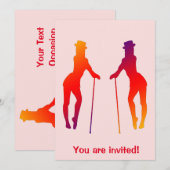 Red Girls Dancing Jazz Invitation Kaart (Voorkant / Achterkant)