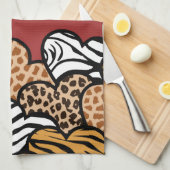 Red Girly-vingerafdrukken met een naam Theedoek (Quarter Fold)