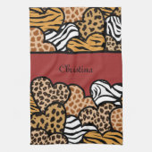 Red Girly-vingerafdrukken met een naam Theedoek (Verticaal)