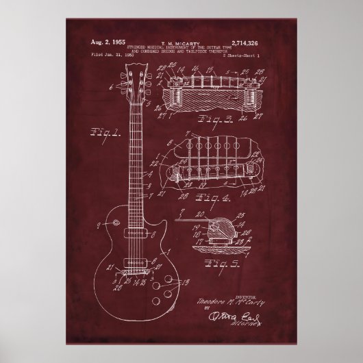 Red | Gitaar Patent Poster (Voorkant)