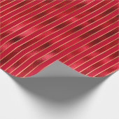 Red Glam Gold Stripes Cadeaupapier (Hoek)