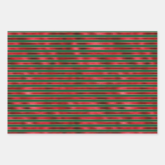 Red Glam Gold Stripes Inpakpapier Vel (Voorkant 2)