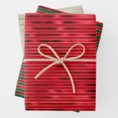 Red Glam Gold Stripes Inpakpapier Vel (In situ)