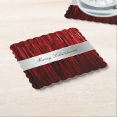 Red Glam Tinsel Stripes Kartonnen Onderzetters (Gebogen)