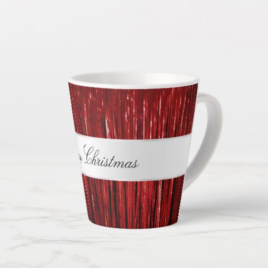 Red Glam Tinsel Stripes Latte Mok (Rechterhoek)