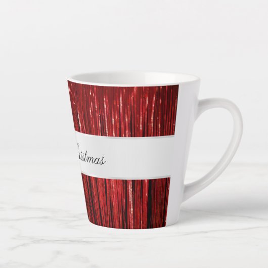 Red Glam Tinsel Stripes Latte Mok (Rechts)