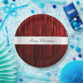 Red Glam Tinsel Stripes Papieren Bordje (Feest)