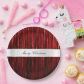 Red Glam Tinsel Stripes Papieren Bordje (Feest)