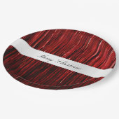 Red Glam Tinsel Stripes Papieren Bordje (Gekanteld)