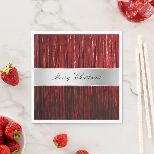 Red Glam Tinsel Stripes Servet (Insitu)