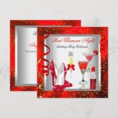 Red Glamor Night Cocktails Champagne Party Kaart (Voorkant / Achterkant)