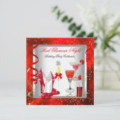 Red Glamor Night Cocktails Champagne Party Kaart (Staand voorkant)