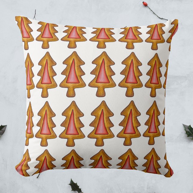 Red Glas in lood kerstboom Cookie Holiday Kussen (Christmas tree cookie pillow)