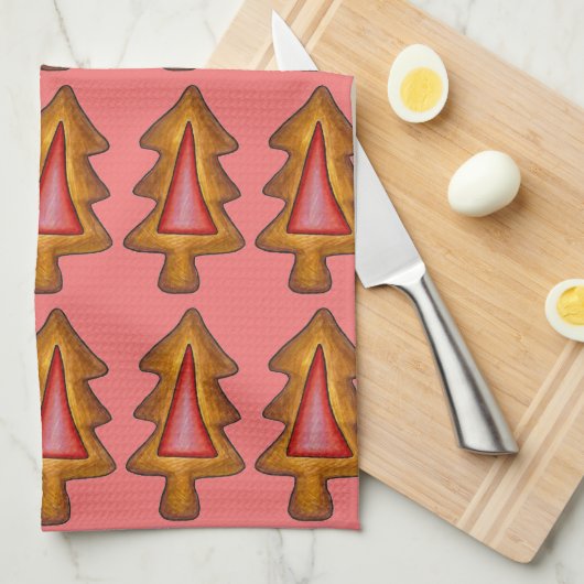 Red Glas in lood kerstboom Cookie Holiday Theedoek (Quarter Fold)