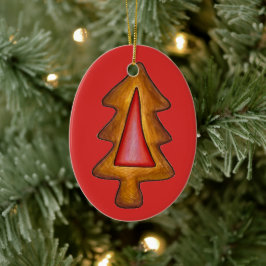 Red Glas in lood kerstboom Cookie Keramisch Ornament