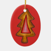 Red Glas in lood kerstboom Cookie Keramisch Ornament (Voorkant)