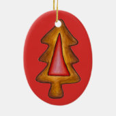 Red Glas in lood kerstboom Cookie Keramisch Ornament (Achterkant)