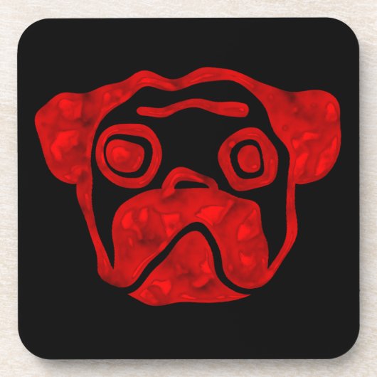Red Glass Pug Onderzetter (Voorkant)