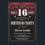 Red Glitter 16th Birthday Invitation Kaart<br><div class="desc">Red Glitter 16th Birthday Invitation. Witte Typografie. Achtergrond zwart-wit karton. Kinderen van afgelopen dag. Mannelijke Mannen of vrouwen: Birthday. Kinder jongen of meisje Lady Teen Teenage Bday Invite. 13e 15e 16e 18e 21e 30e 40e 50e 60e 70e 80e 90e 100e. Elke leeftijd. Voor verdere aanpassing, te klikken gelieve de knoop...</div>