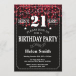 Red Glitter 21st Birthday Invitation Kaart<br><div class="desc">Red Glitter 21st Birthday Invitation. Witte Typografie. Achtergrond zwart-wit karton. Volwassen verjaardag. Mannelijke Mannen of vrouwen: Birthday. Kinder jongen of meisje Lady Teen Teenage Bday Invite. 13e 15e 16e 18e 21e 30e 40e 50e 60e 70e 80e 90e 100e. Elke leeftijd. Voor verdere aanpassing, te klikken gelieve de knoop "van de...</div>