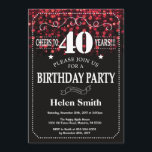 Red Glitter 40e verjaardag Kaart<br><div class="desc">Red Glitter 40e verjaardag. Witte typografie. Zwart-wit schoolbord achtergrond. Verjaardag voor volwassenen. Verjaardag van Mannen of vrouwen. Kinder jongen of meisje dame tiener Bday Nodig uit. 13e 15e 16e 18e 20e 21e 30e 40e 50e 60e 70e 80e 90e 100e. Elke leeftijd. Voor verdere aanpassing klikt u op de knop "Aanpassen"...</div>