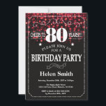 Red Glitter 80th Birthday Invitation Kaart<br><div class="desc">Red Glitter 80th Birthday Invitation. Witte Typografie. Achtergrond zwart-wit karton. Volwassen verjaardag. Mannelijke Mannen of vrouwen: Birthday. Kinder jongen of meisje Lady Teenage Bday Invite. 13e 15e 16e 18e 21e 30e 40e 50e 60e 70e 90e 100e. Elke leeftijd. Voor verdere aanpassing, te klikken gelieve de knoop "van de Aanpassing het"en...</div>