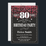 Red Glitter 80th Birthday Invitation Kaart<br><div class="desc">Red Glitter 80th Birthday Invitation. Witte Typografie. Achtergrond zwart-wit karton. Volwassen verjaardag. Mannelijke Mannen of vrouwen: Birthday. Kinder jongen of meisje Lady Teenage Bday Invite. 13e 15e 16e 18e 21e 30e 40e 50e 60e 70e 90e 100e. Elke leeftijd. Voor verdere aanpassing, te klikken gelieve de knoop "van de Aanpassing het"en...</div>