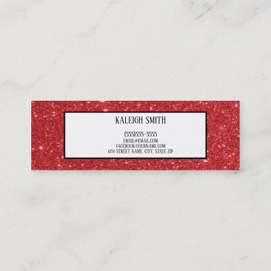 Red Glitter Afstuderen Naam Kaart invoegen Contactkaartje (Achterkant)