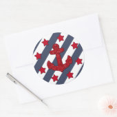 Red Glitter Anchor Round Sticker, glanzend Ronde Sticker (Envelop)