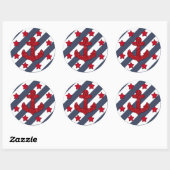 Red Glitter Anchor Round Sticker, glanzend Ronde Sticker (Vel)