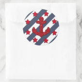 Red Glitter Anchor Round Sticker, glanzend Ronde Sticker (Tas)