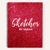 Red Glitter Artist Sketchbook Notitieboek Notitieb (Voorkant)