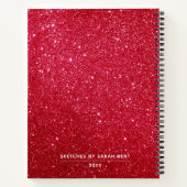 Red Glitter Artist Sketchbook Notitieboek Notitieb (Achterkant)